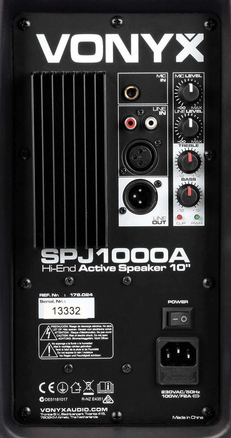 VONYX SPJ-1000AD Enceinte Active 10" 400 Watts, Enceinte Amplifiée, Sonorisation Professionnelle, Boitier ABS Solide, Haut-Parleur Mobile, Woofer 10 Pouces, Entrée Ligne Micro