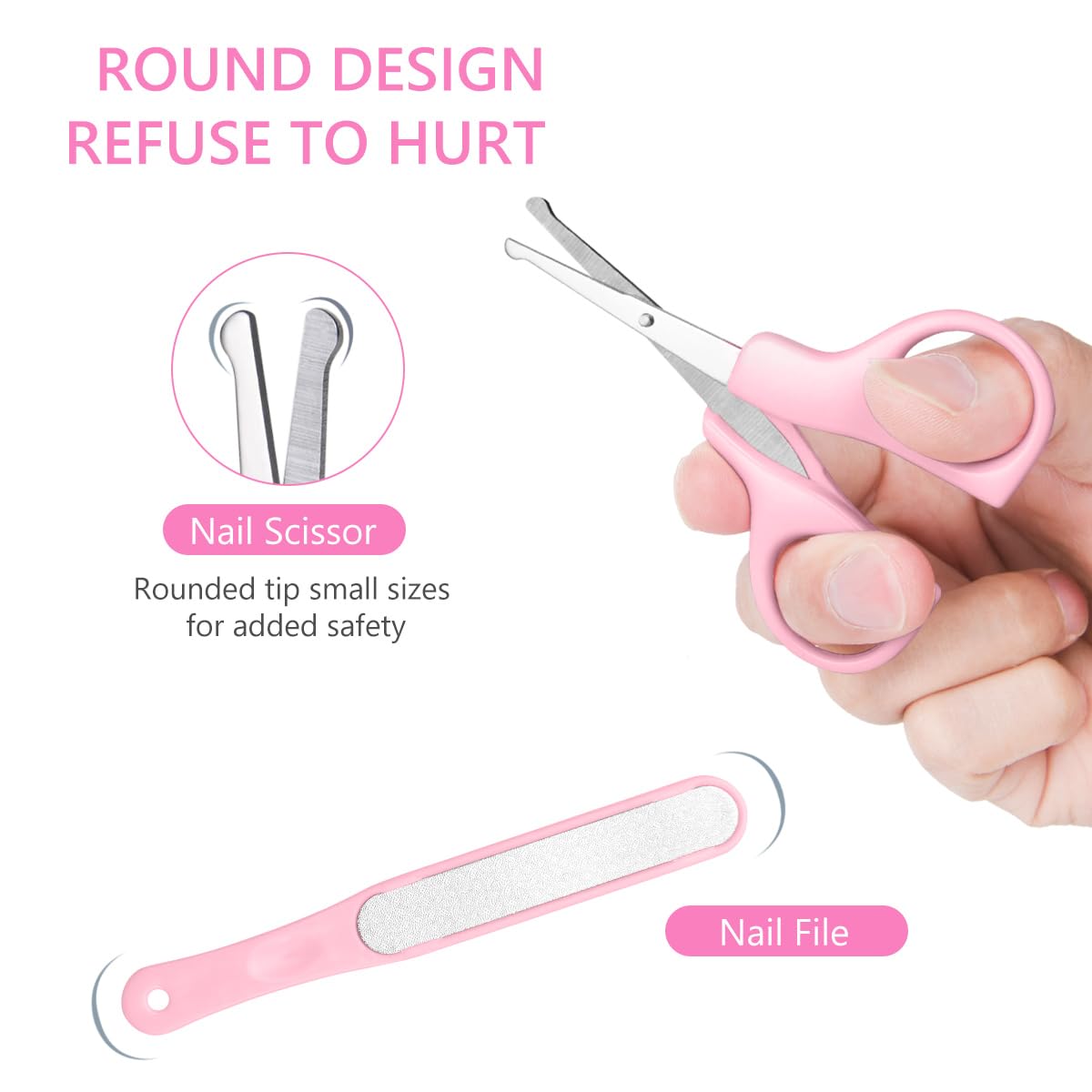 Vicloon Manucure Bébé,5pcs Bébé Soins des Ongles Set,Kit Soins des Ongles Bébés et Jeunes Enfants,Coupe-Ongles,Ciseaux, Lime,Pince et Choix d'oreille