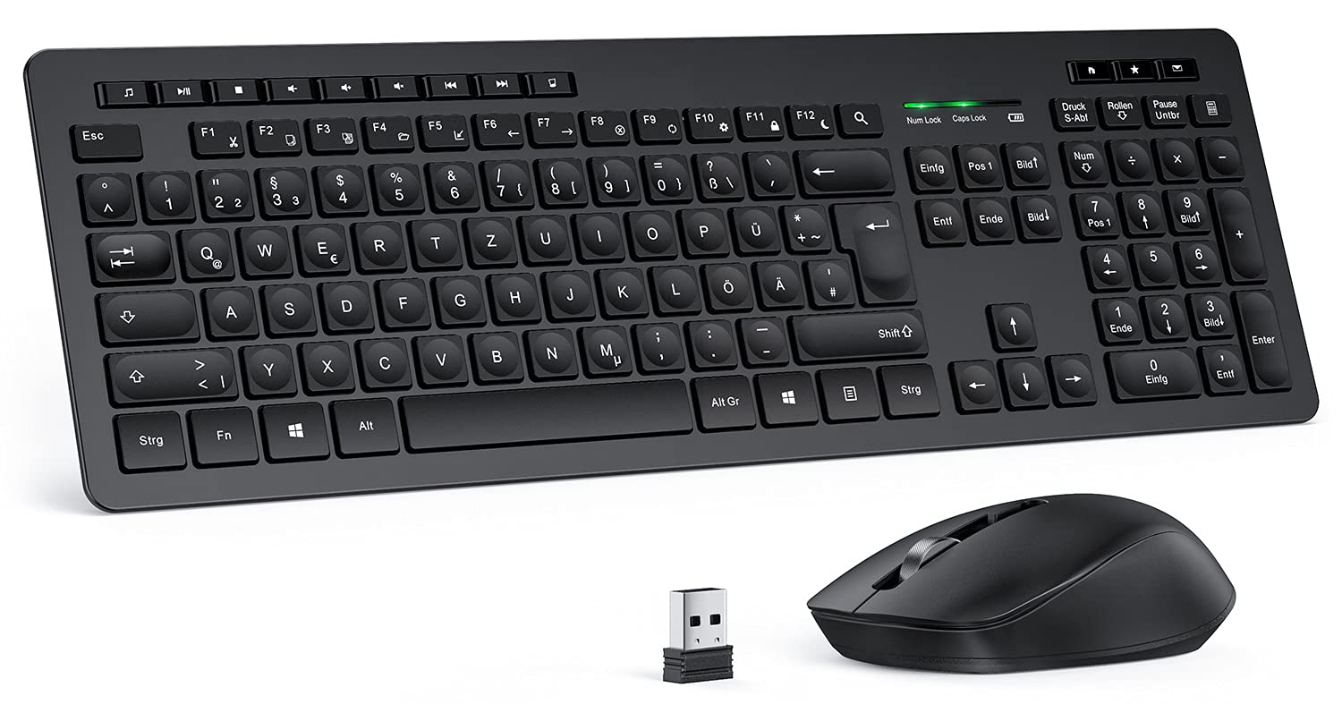 Clavier Sans Fil 2.4G Wireless Keyboard And Mouse Combo, E168 2.4GHz Ultra Thin Full-Sized Silent Wireless Keyboard Mouse Combo With Number Pad For Computer, Laptop Logitech Amazon