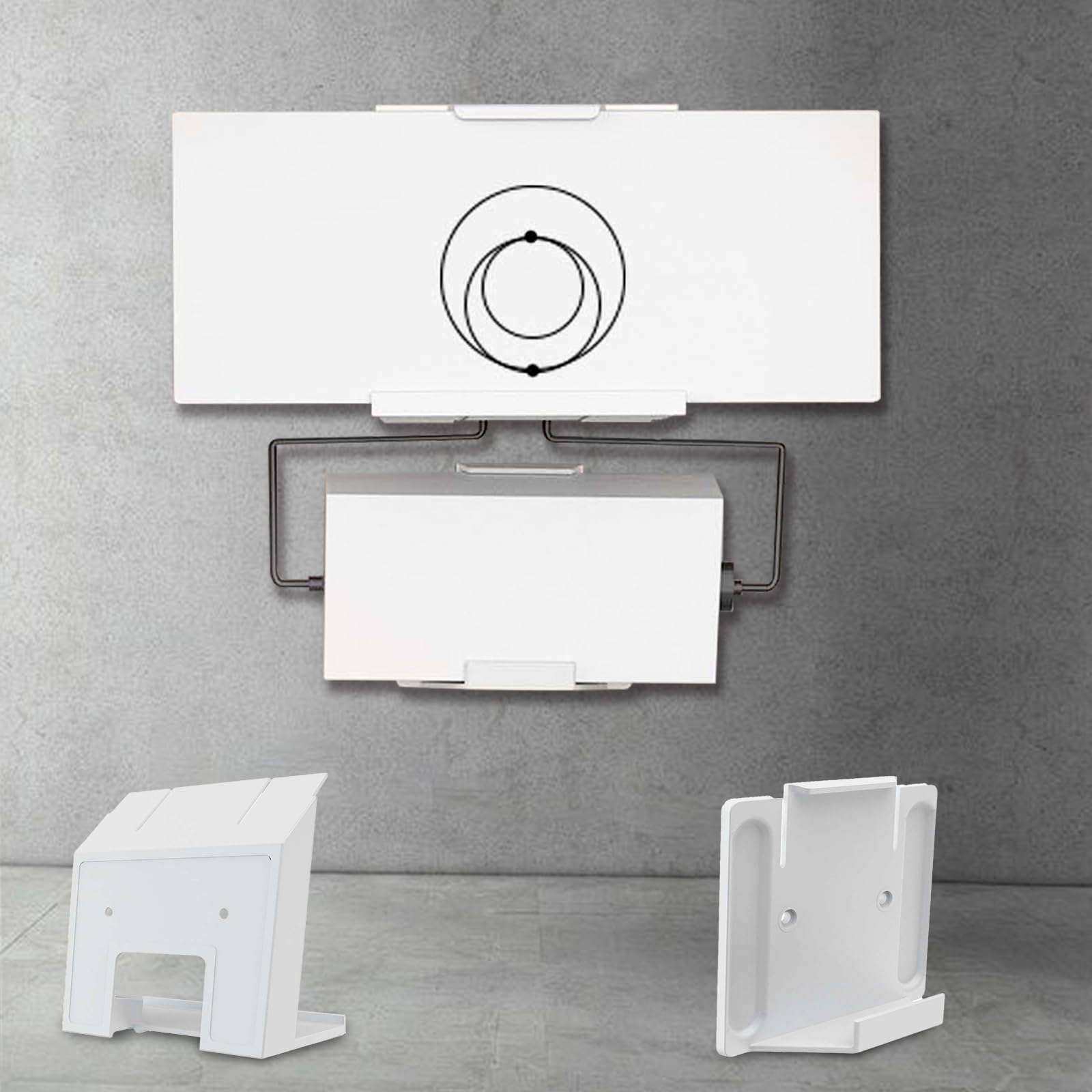 TERHKB Starlink Gen 3 Mount & Router & Power Supply Mounting Kit, White Plastic Wall Mount or Adhesive Mount, Supports Installation Without Drilling Holes