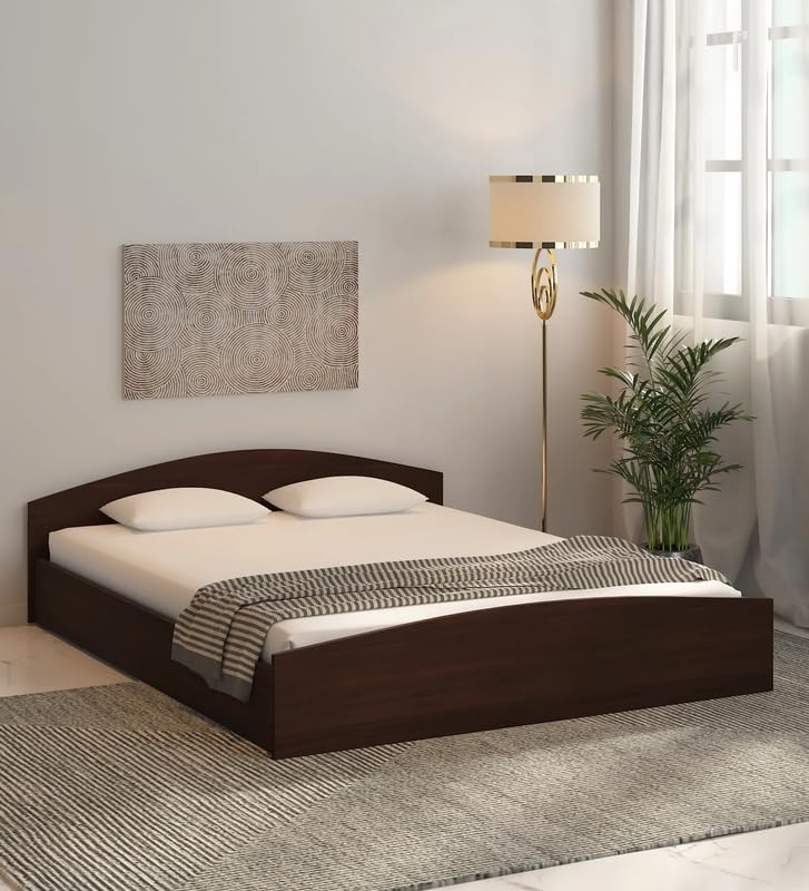 Image of Mintwud Pepperfry Engineered Wood Kin Queen Size Bed Without Storage | Wooden Double Bed Cot Palang Furniture for Living Room Bedroom Home and Hotels (Wenge Walnut Finish)
