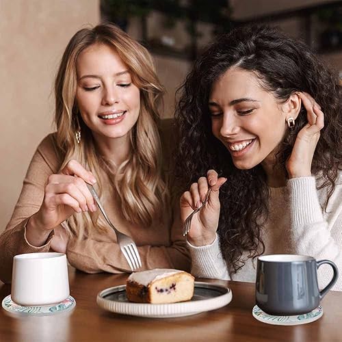 Miniatura 7 de Juego de 2 posavasos de flamenco rosa para bebidas, diseño de palmeras tropicales, animales salvajes, para decoración del hogar, 4 pulgadas