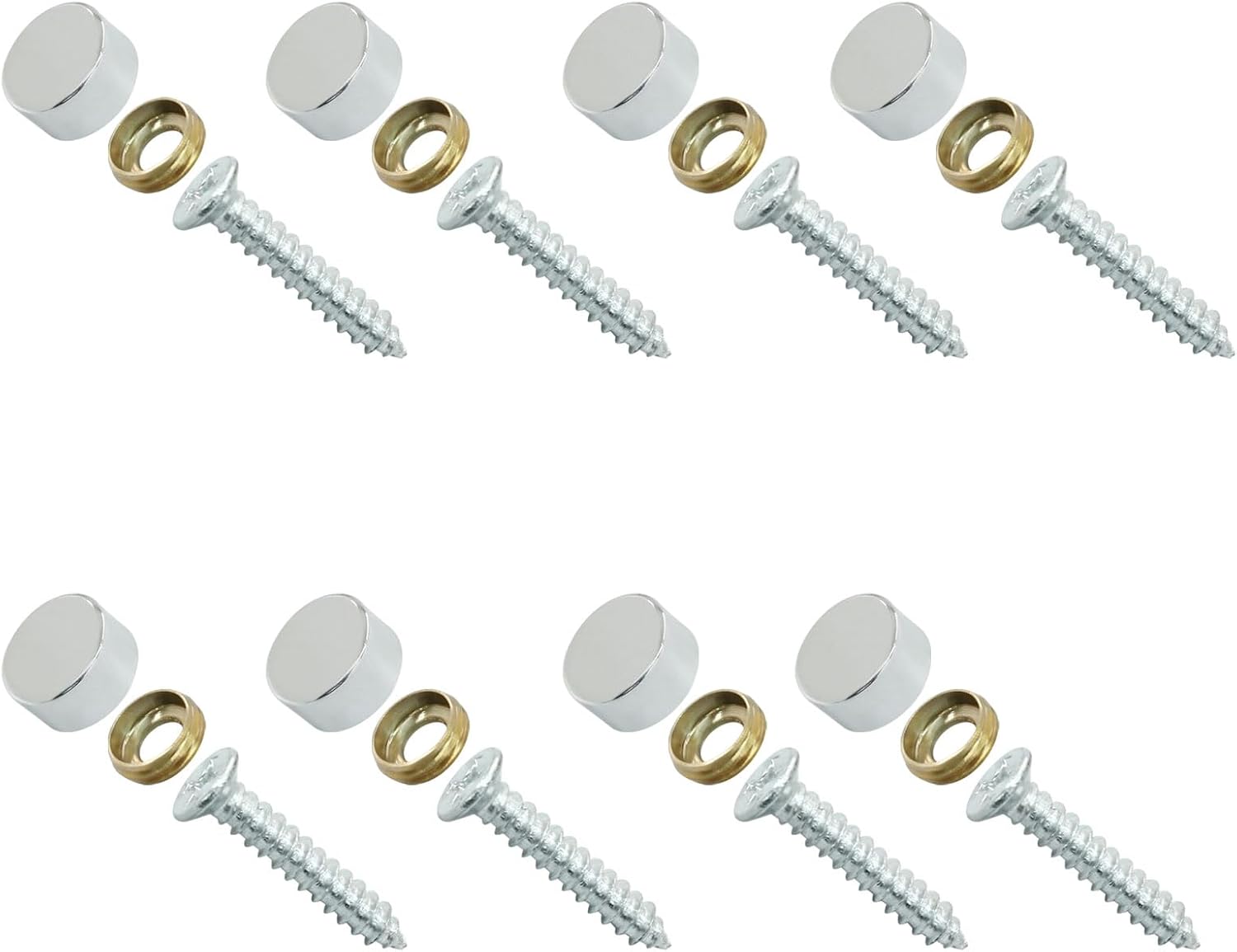 8 Pack Polished Mirror Screws, Decorative Caps Brushed Cover Nails, Easy Install Fasteners for Bathroom Mirrors Kitchen Ceiling