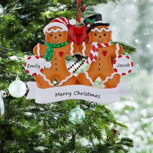 2025 Family Christmas Ornament - Personalized Gingerbread Family of 3 Ornament - Couple Baking Cookies Christmas Ornaments - 2025 for Grandparents - Free Customization