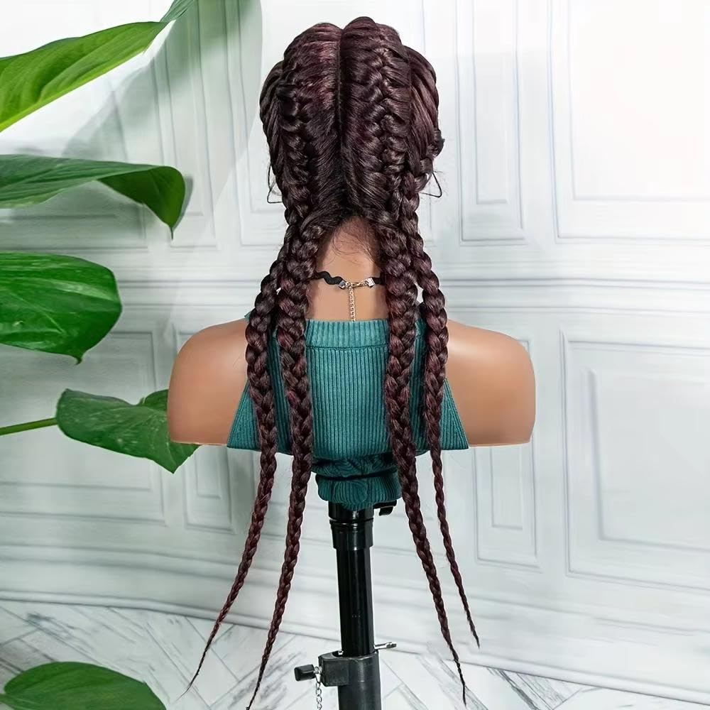 Haarpflege Burgunderrote Geflochtene Perücken Mit Spitze Vorne Cornrows Braids Perücke Mit Babyhaar Für Schwarze Frauen