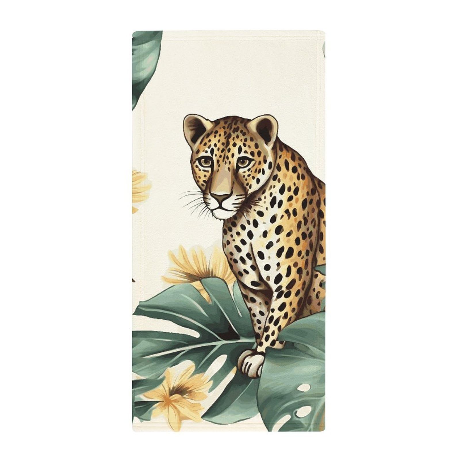JTREHY Leopard and Palm Leaves Towel Soft Lightweight Microfiber Towel Highly Absorbent Quick Drying Towels Male and Female Premium Quality Perfect for Daily Use