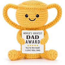 Dad Birthday Trophy Award Gifts from Daughter Son Wife Best Dad Ever | Gifts for New Step Bonus Dad Christmas, I Love You Gift for Dad Men Daddy Father in Law Papa, Handmade Trophy Award Crochet