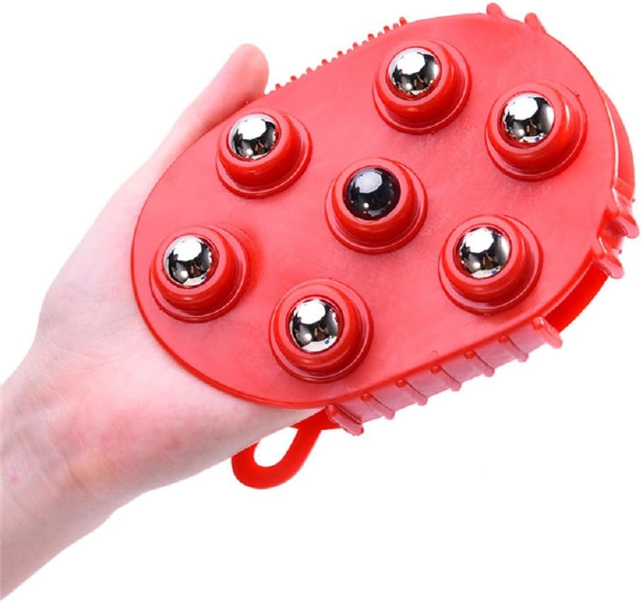 Palm Shaped Massage Glove Body Massager with 7 360-degree-roller Metal Roller Ball Beauty Body Care