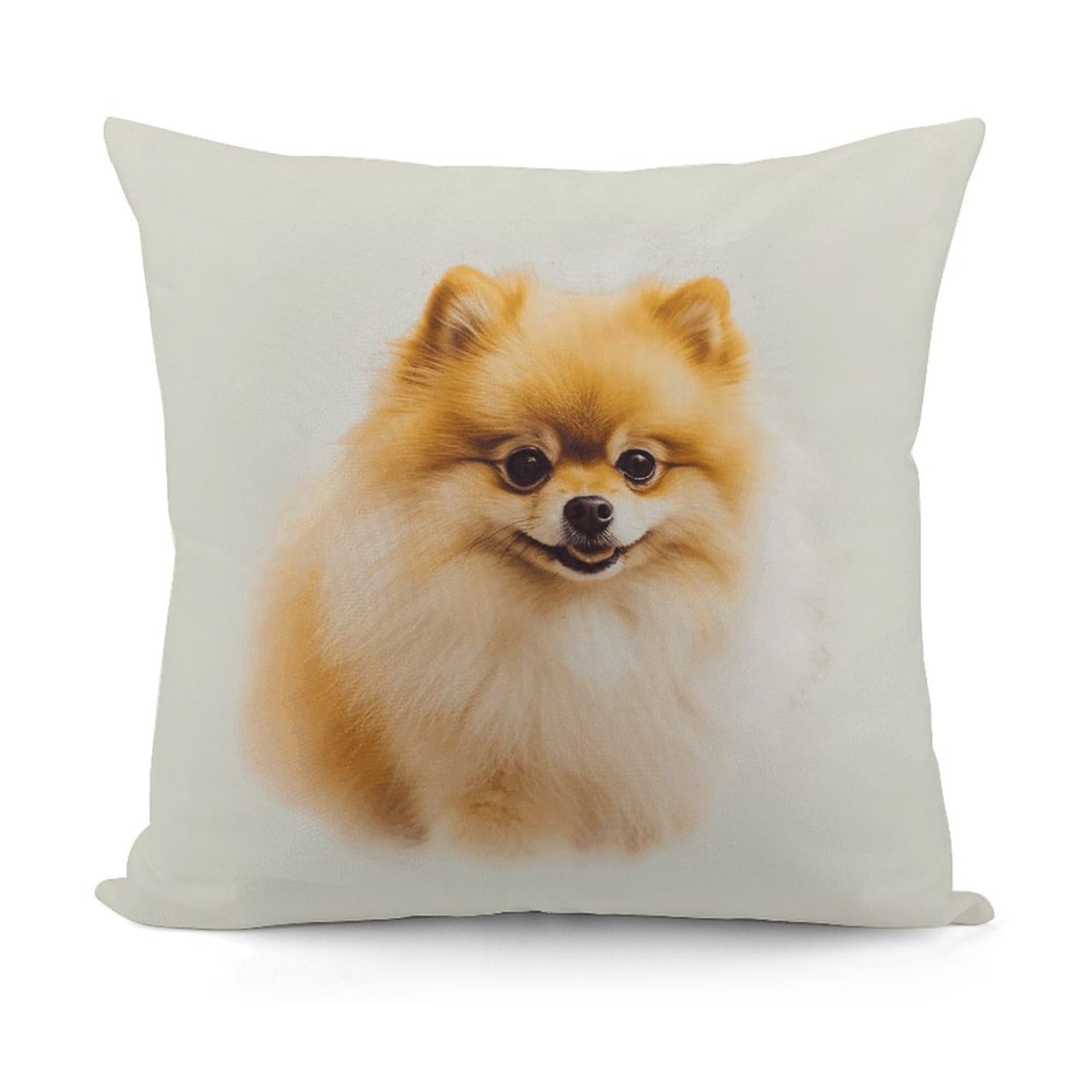 LZQPOEAS Yellow Pomeranian Throw Pillow Cover 18x18 in Breathable Square Pillow Case Cozy Soft Pillowcase Protector Fashion Modern Couch Cushion Case for Living Room Bed Sofa Decor