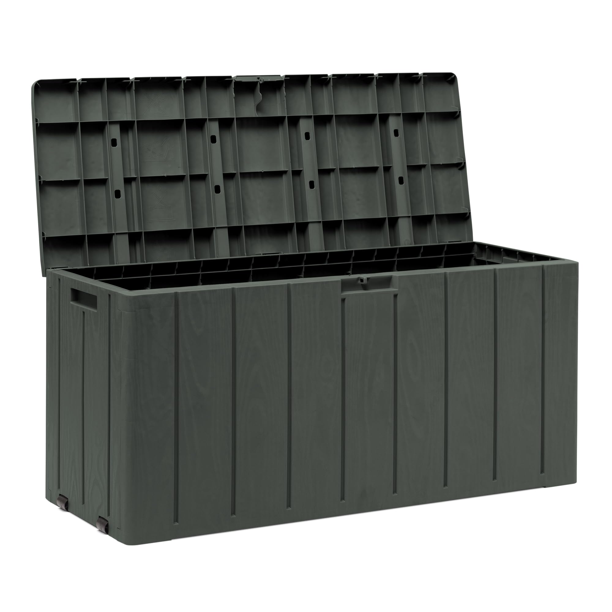 Toomax Baule Multibox Bravo 270L 117,5x45x56h cm plastica resistente verde foresta effetto legno