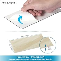 Vista 6 de BeNice - Azulejos grandes para salpicaduras de baño con acabado de metro, adhesivos impermeables para pared de cocina y ducha (23 azulejos) Beige