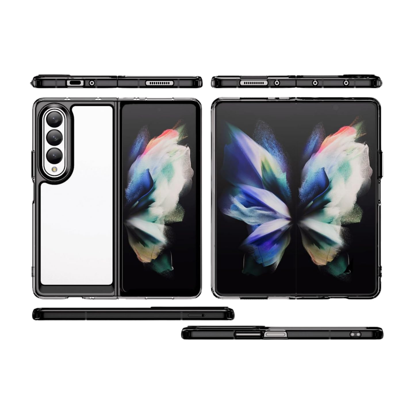 Galaxy Z Fold 5 Case Full-Cover Transparent Clear Enhanced Drop Protection & Scratch-Resistant Precise Sleek Design Phone Case With Screen Protector and wipe cloth (Black)