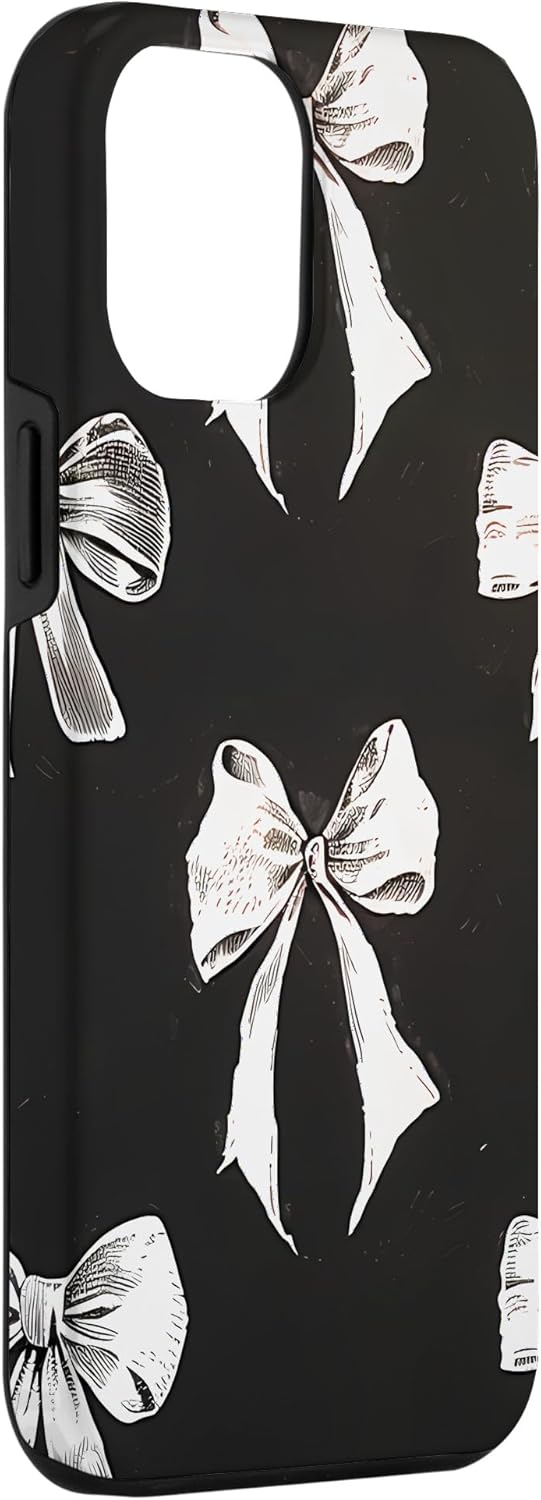 iPhone 12 Pro Max Pastel Bows Black and White Design Fashionable Bow Case