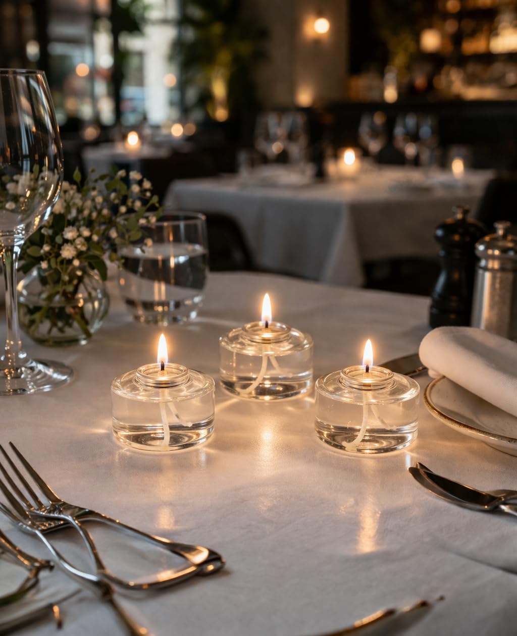 Flüssigwachskerzen 12er Pack LAVABIS – 24 Stunden Brenndauer, Flüssigwachskerzen/Öllampen, lange Brenndauer, geruchsarm, ideal für Gastronomie, Event & Zuhause