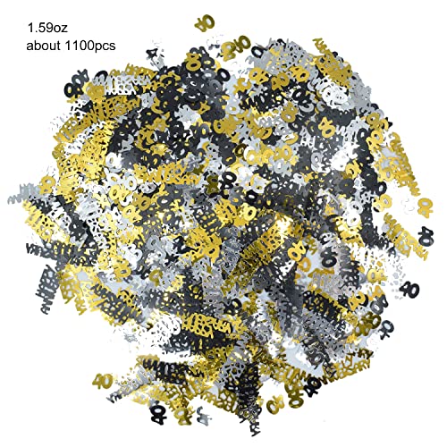 40Th Anniversary Confetti Shiny Metallic Number 40 Table Confetti For 40 Years Anniversary Party Decoration, Black Gold And Silver, 1.59Oz #TOP2