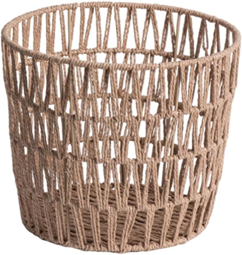 Amosfun Large Woven Blanket Baskets Round Wicker Rattan Floor Desk Storage Baskets Boho Rattan Laundry Baskets Decorative Wicker Baskets for Pillow Blanket Clothes Trash Can