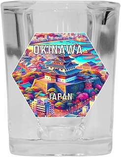 R and R Imports Okinawa Japan Travel Destination Souvenir 2 Ounce Shot Glass Square Single