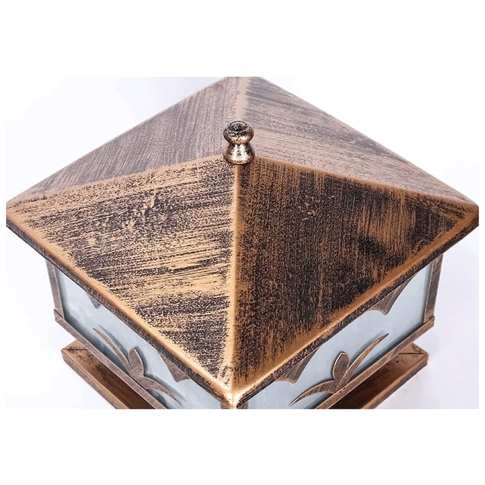Quadratische Retro-Säulenlampe, wasserdichte Säulensäulenlampe für den Außenbereich, Stehlampe aus Druckgussaluminium, Acryl-Lampenschirm, Eingangswand-Villa-Landschaftslampe