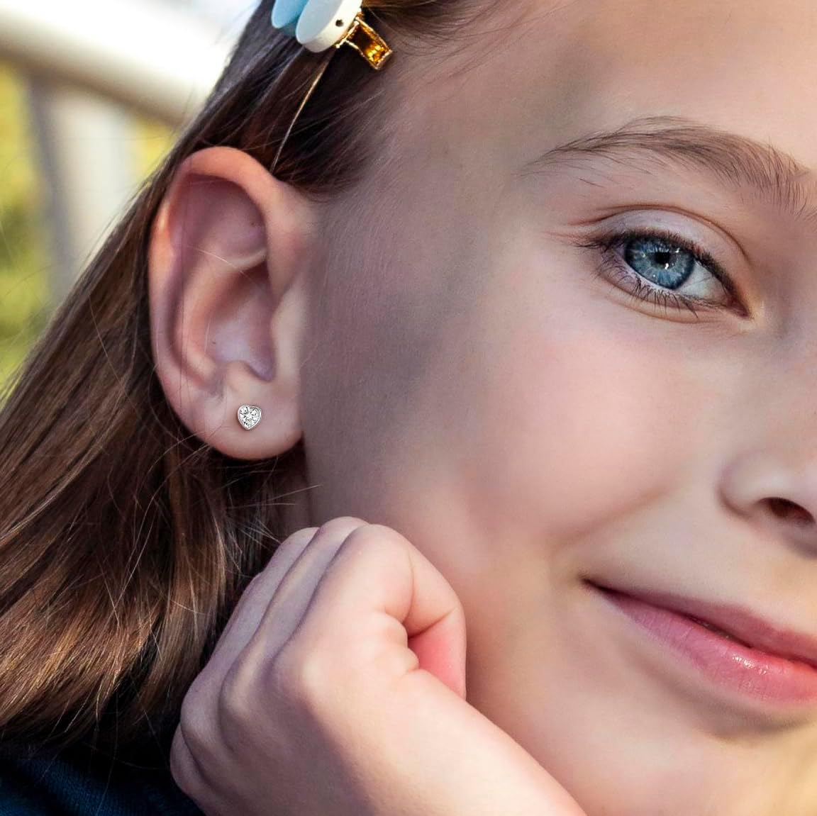 Heart Birthstone Earrings with Screw Backs | Hypoallergenic Sterling Silver Studs for Girls, Babies, Kids & Teens | Safe Jewelry Gift for Birthdays & Holidays - Image 2