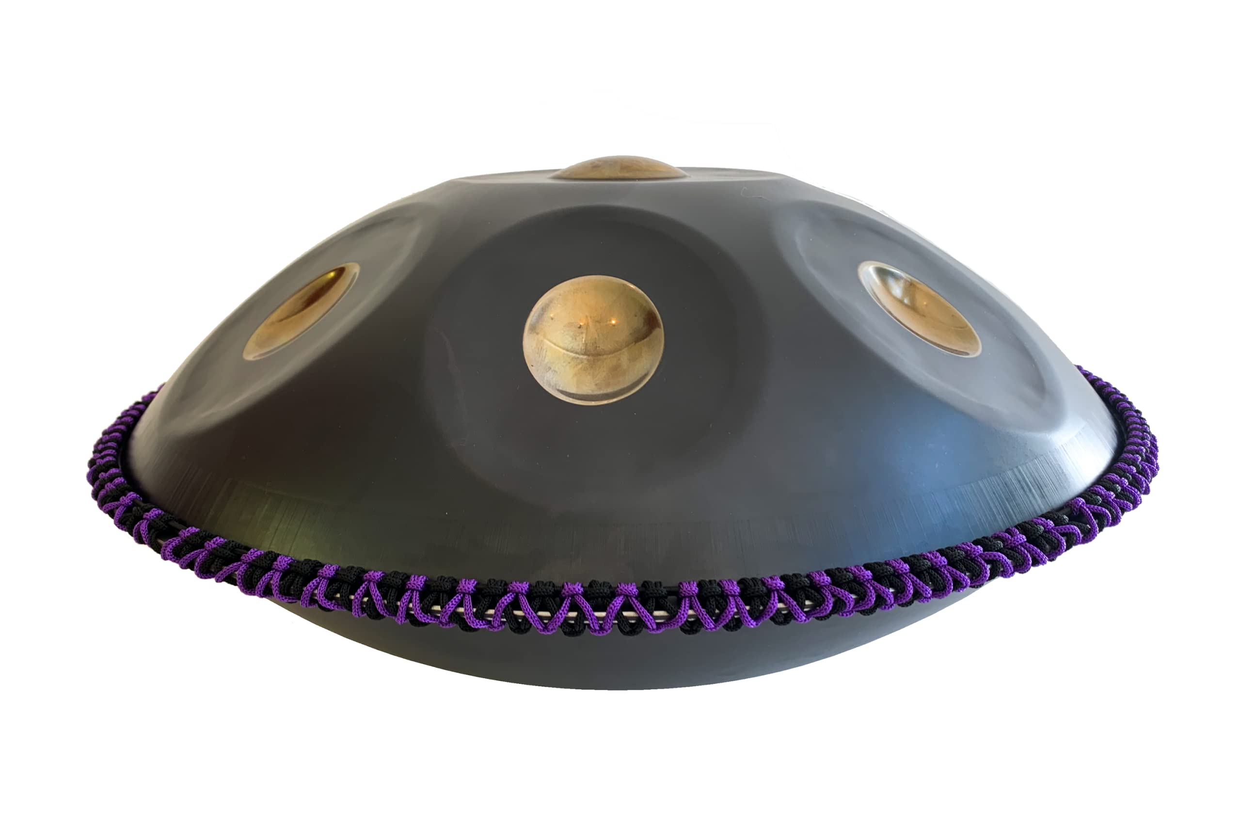 Handpan Makramee-Band | für Handpan, Steelpan, Spacedrum | Dekoration und Kantenschutz | elastisch, mit Gummizug | HandpanCare (Schwarz-lila)