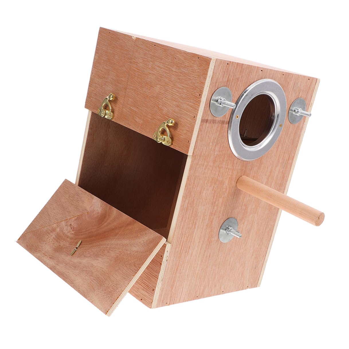 Veemoon Caja de Cría para Periquitos de Madera Natural con Soporte y Colgante Ambiente Cálido para Agapornis Cacatúas y Loros Fácil Instalación y Mantenimiento para Voladeras Exteriores