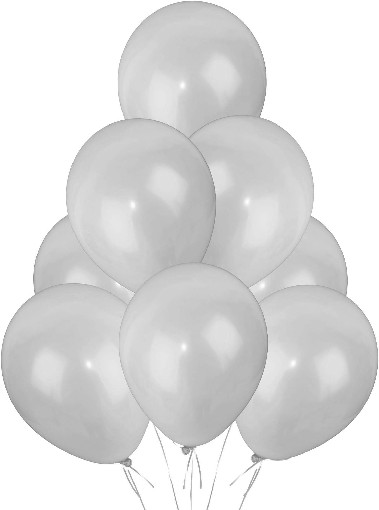 Silver Balloons 10 Pack, Large 12 Inch Thick Latex Biodegradable Helium Party Balloons for Birthday, Wedding, Baby Shower, Valentine's Day Events Decoration for Balloon Arch Garland