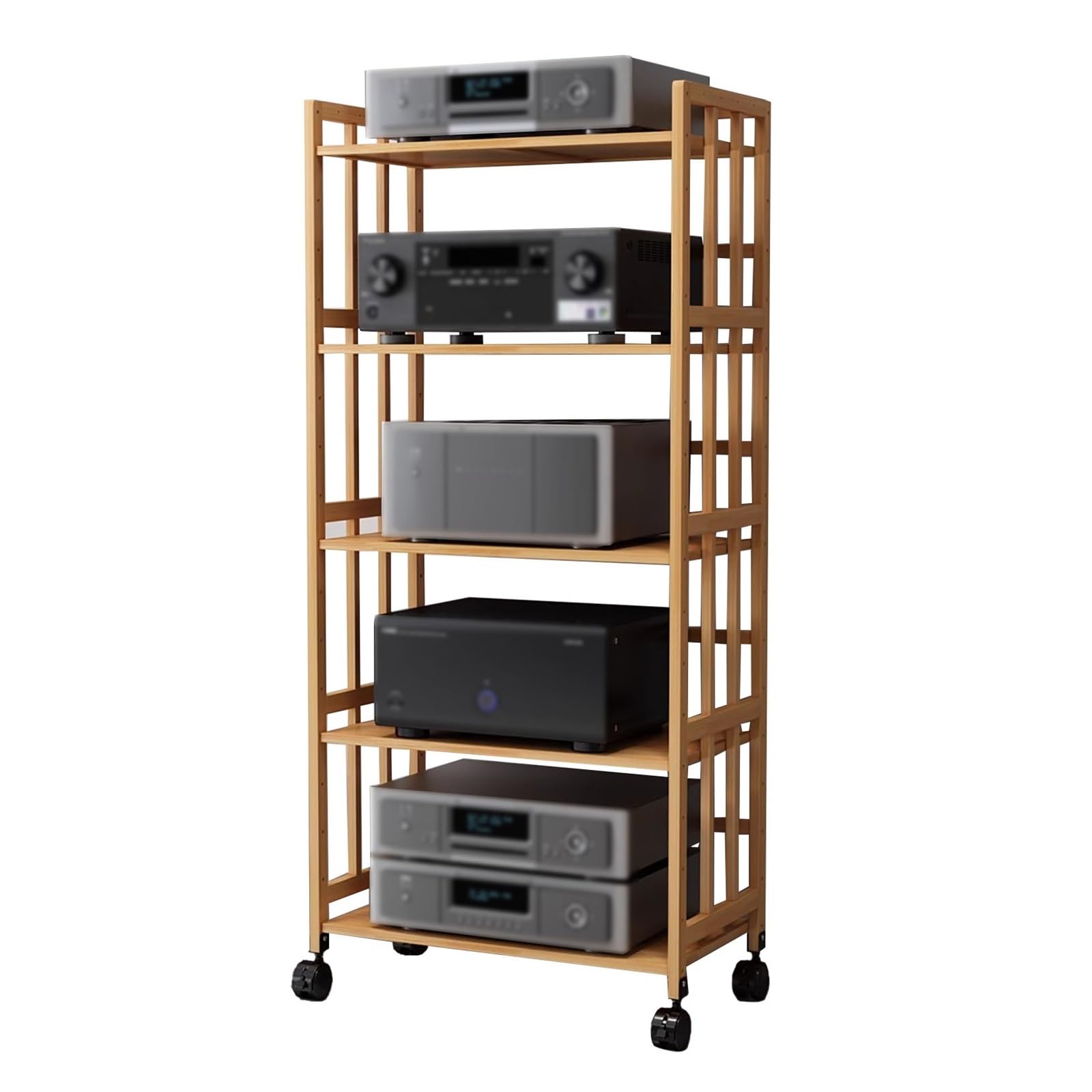 5-poziomowy stojak HiFi - Ma Conent Sto Unit do salonu i biura, ruchoma wieża wideo, półki na płyty DVD/CD/płyty, narożne centrum rozrywki (W-80cm)