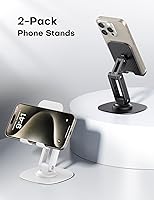 Vista 6 de OMOTON Cell Phone Stand for Desk, 2 Pack Adjustable Foldable Phone Holder, 360 Swivel Mobile Stand Fit for iPhone 17 16 15 14 13 Pro Max and All
