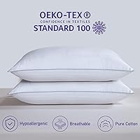 Vista 7 de HOMELAB Paquete de 2 almohadas King para dormir, funda de algodón 100% transpirable, relleno alternativo de plumón de felpa suave, soporte de cuello