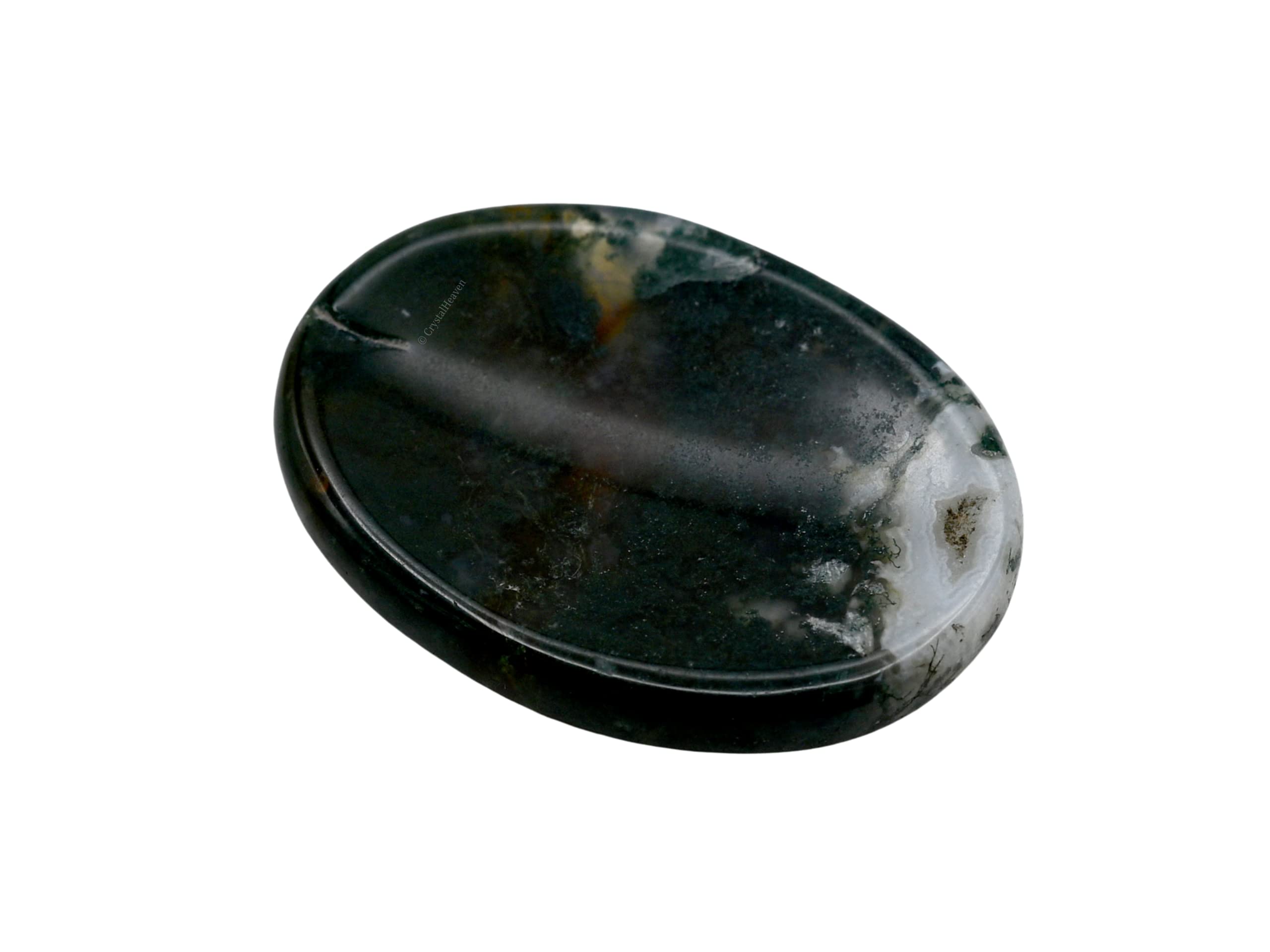 Certified Moss Agate Crystal Thumb Worry Pebbles Stones for Anxiety Stress Relief Massage - AAA Grade Original Healing Gemstone Agate Rubbing Stone for Yoga Meditation Spiritual Reiki Feng Shui