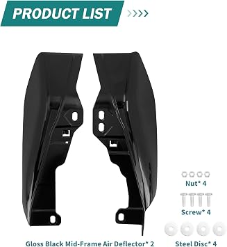 Motorcycle Air Deflector Mid Frame Windshield Heat Shield Fit for Harley Touring Road Glide Electra Glide Road King Street Glide Trike (for 2017-2023, Vivid Black)