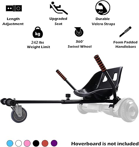 Vista 27 de KKA Hoverboard Kart, carrito de hover, accesorio para buggy para aeropatinetas de 6.5 pulgadas/8 pulgadas/10 pulgadas, accesorio para aeropatineta