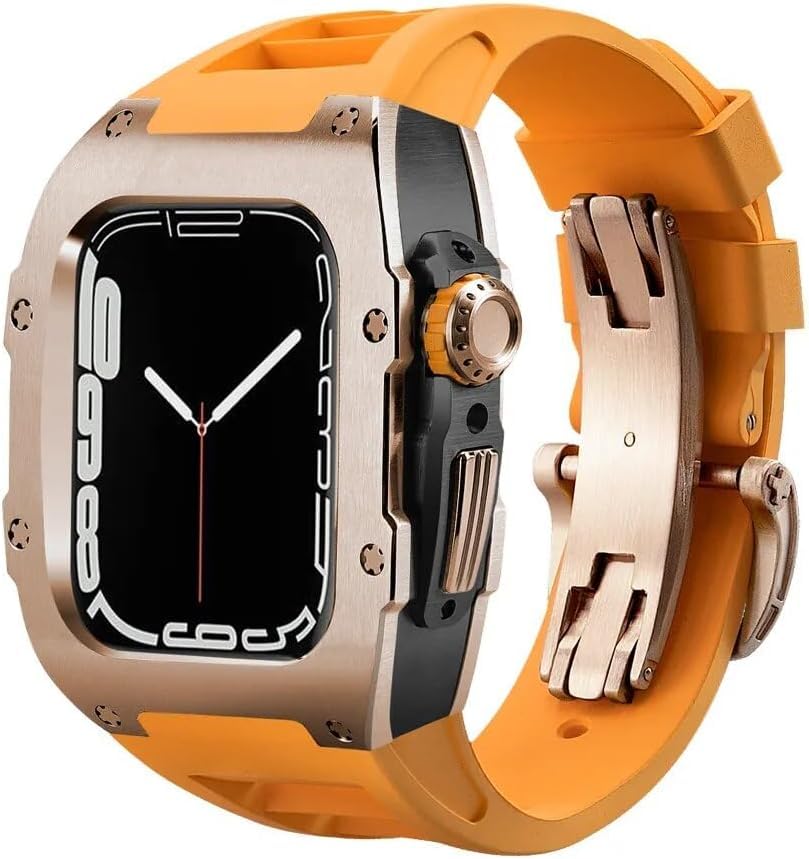 Kit de remplacement pour montre Apple Watch boîtier acier inoxydable bracelet caoutchouc noir