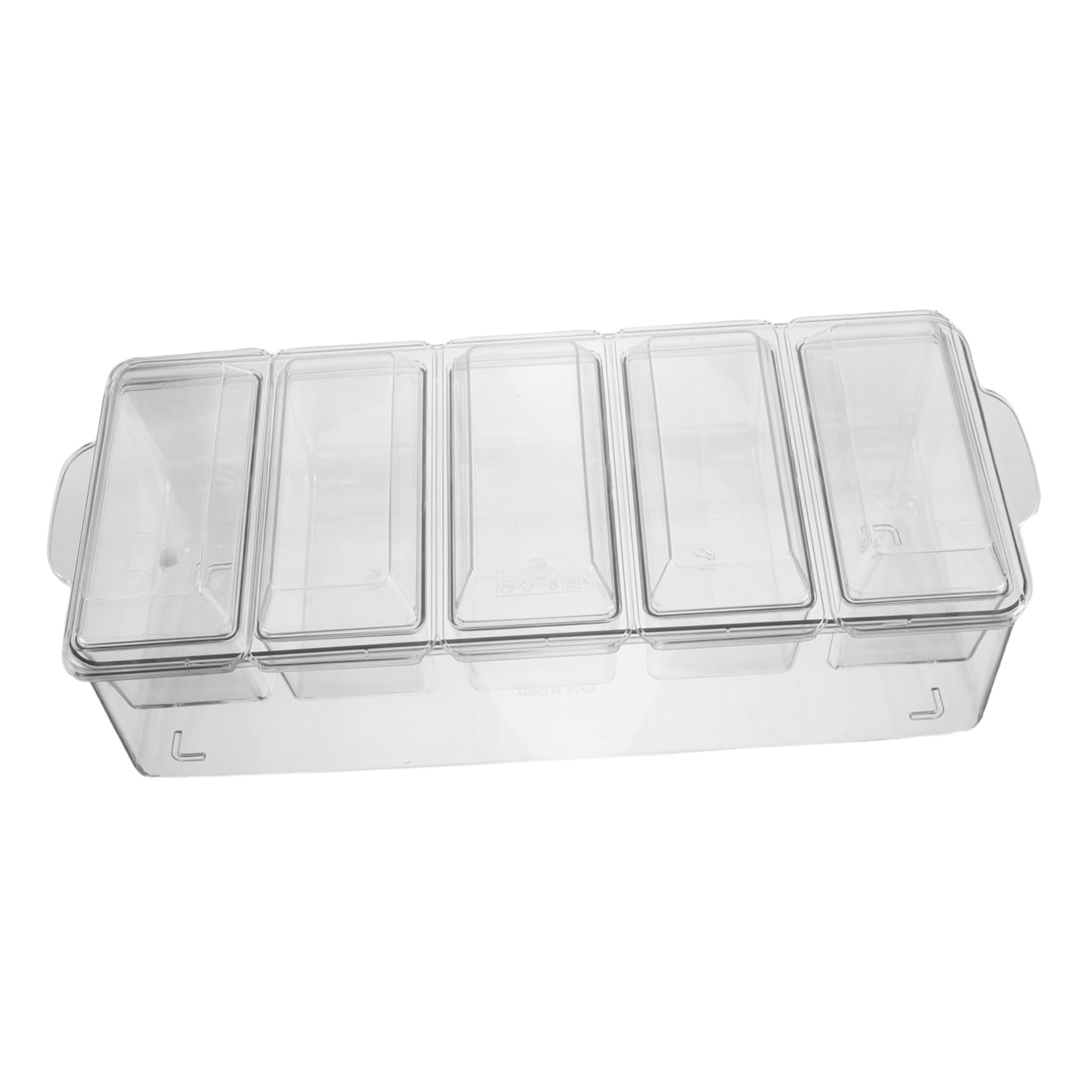 KICHOUSE 1 Set Salad Storage Box Tray Condiment Tray for Salad Condiment Server for Bar Garnish Holder with Ice Removable Compartments Server Plastic Transparent re-usable
