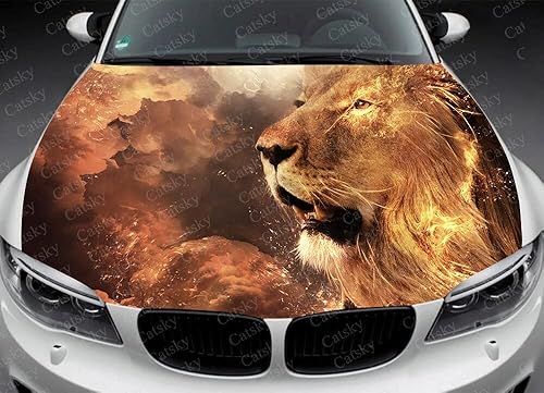 Cool Lion - Calcomanías de vinilo para capó de automóvil calcomanías gráficas de camión de león calcomanía gráfica para capó de camión