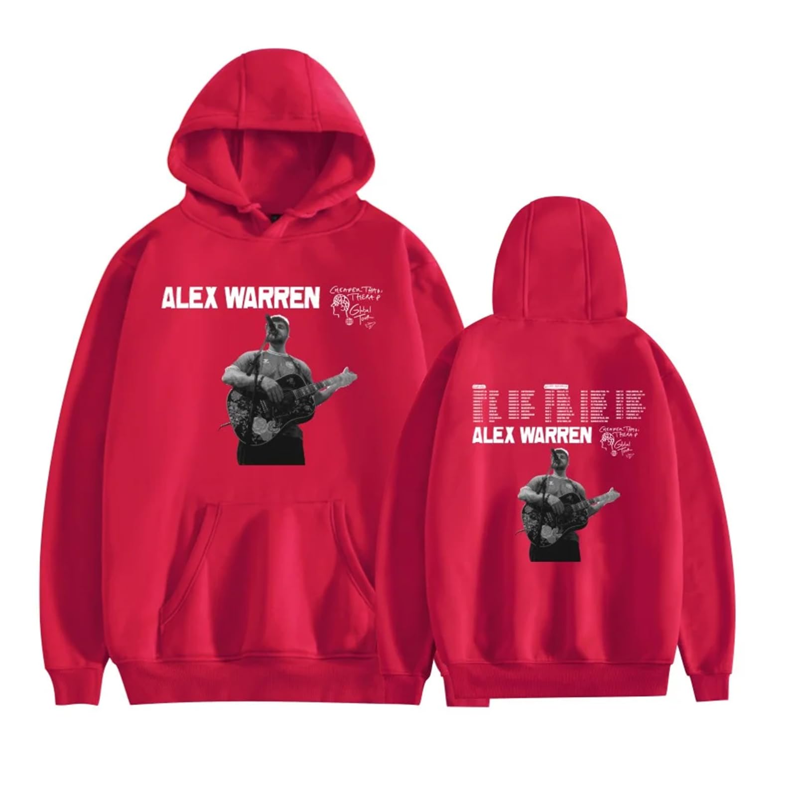 VBPOIYB Women's Hoodies Al-ex War-ren Merch Pullover Tour 2025 Men's Long Sleeve Hip Hop Sweatshirt Hoodies (Red,XXL)