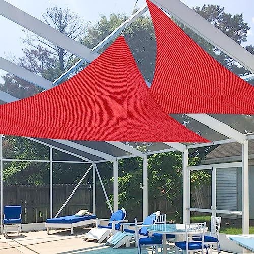 E&K Sunrise 8' x 8' x 11' Sun Shade Sail Right Triangle Canopy Shade Cover UV Block for Patio Backyard Garden Outdoor (Red)