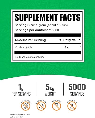 Miniatura 9 de BulkSupplements. com Fitoesteroles en polvo - Suplemento de fitoesteroles, suplemento de beta-sitosterol - Procedente de soja, sin gluten, 1000 mg