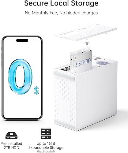 Miniatura 3 de Sistema de cámara de seguridad con cable 4K PoE con NVR, 4 cámaras exteriores de 8 MP, grabación local 24/7, sin tarifas mensuales, detección de