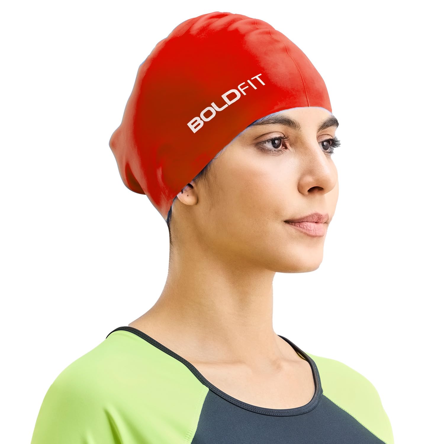 Boldfit Swimming Cap for Women Silicone Long Swimming Caps for Women Swim Cap for Girls with Long Hair Swim Cap for Women Long Hair for Dry Hair Swimming Head Cap for Long Hair Easy Fit - Red (B0CZNJQ6R6) Amazon Price History, Amazon Price Tracker