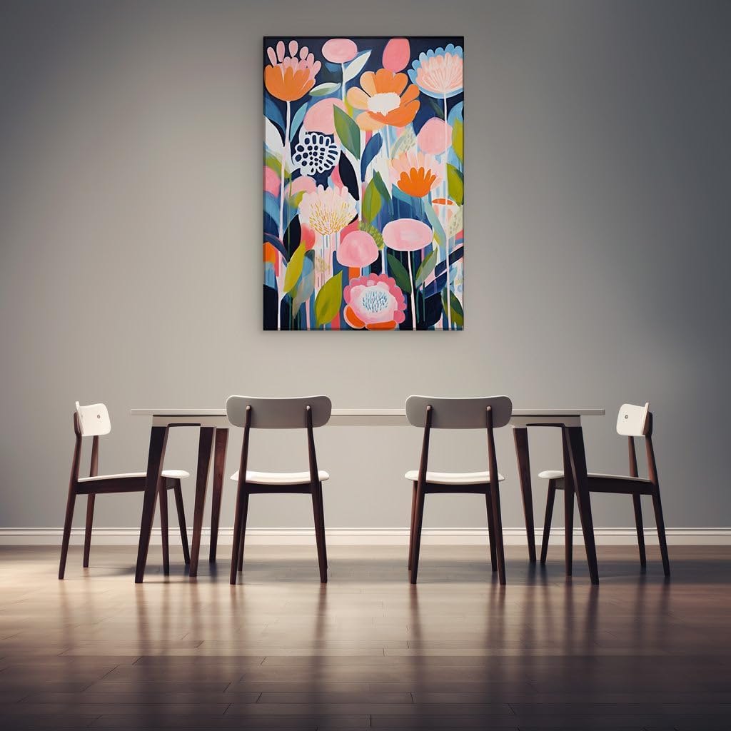 Canvas for Living Room. Blooming Vitality: The Lush Interplay of Color and Texture in an Abstract Floral Wonderland, 27 x 18 inch Canvas Wall Art - Contemporary Masterpieces - Modern Home Decor