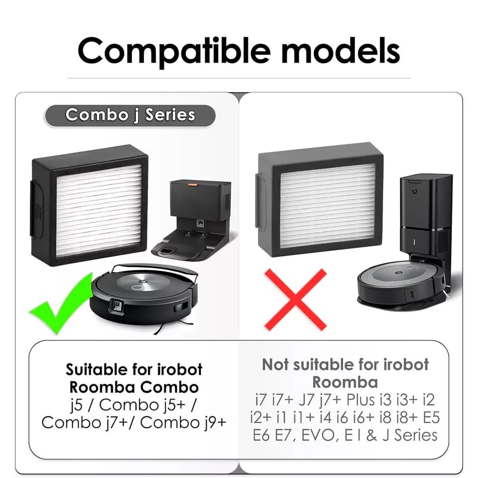 6 Pack Replacement HEPA Filter Compatible with iRobot Roomba Combo Filter for iRobot Roomba Combo j9+