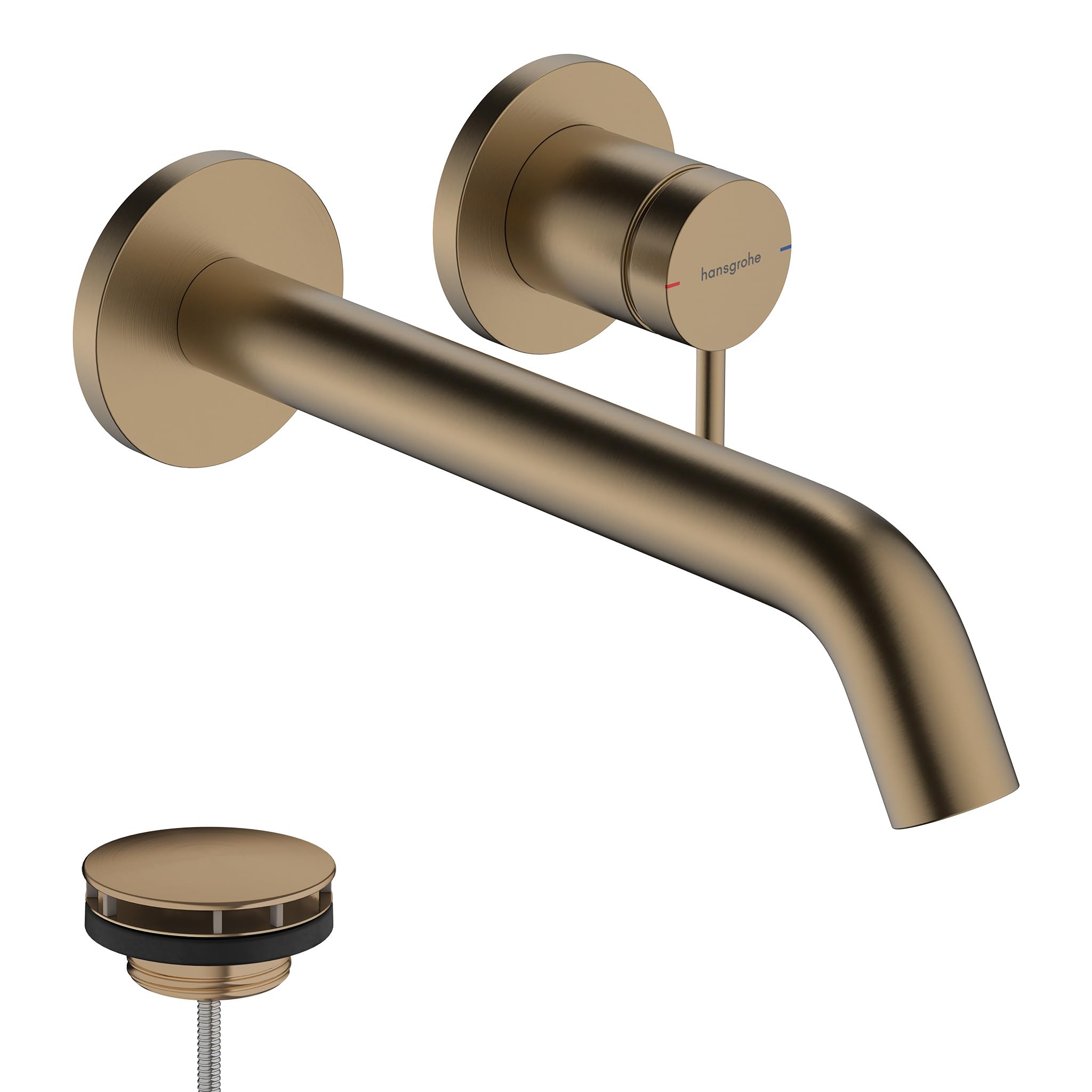 Hansgrohe Brushed Bronze Tecturis S - Bathroom Tap Wall-Mounted For Concealed Installation, Bathroom Sink Water Tap With Spout 22,5Cm, Bathroom Mixer Tap Water-Saving (Ecosmart+), 73351140
