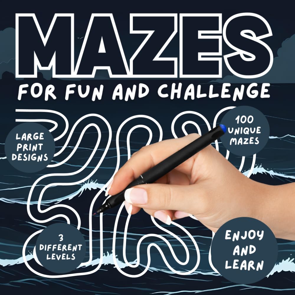 Mazes for Fun and Challenge: Maze activity book for kids, maze puzzles for adults, 100 maze challenges, fun maze book for kids, large print maze ... brain exercises, puzzle book for relaxation