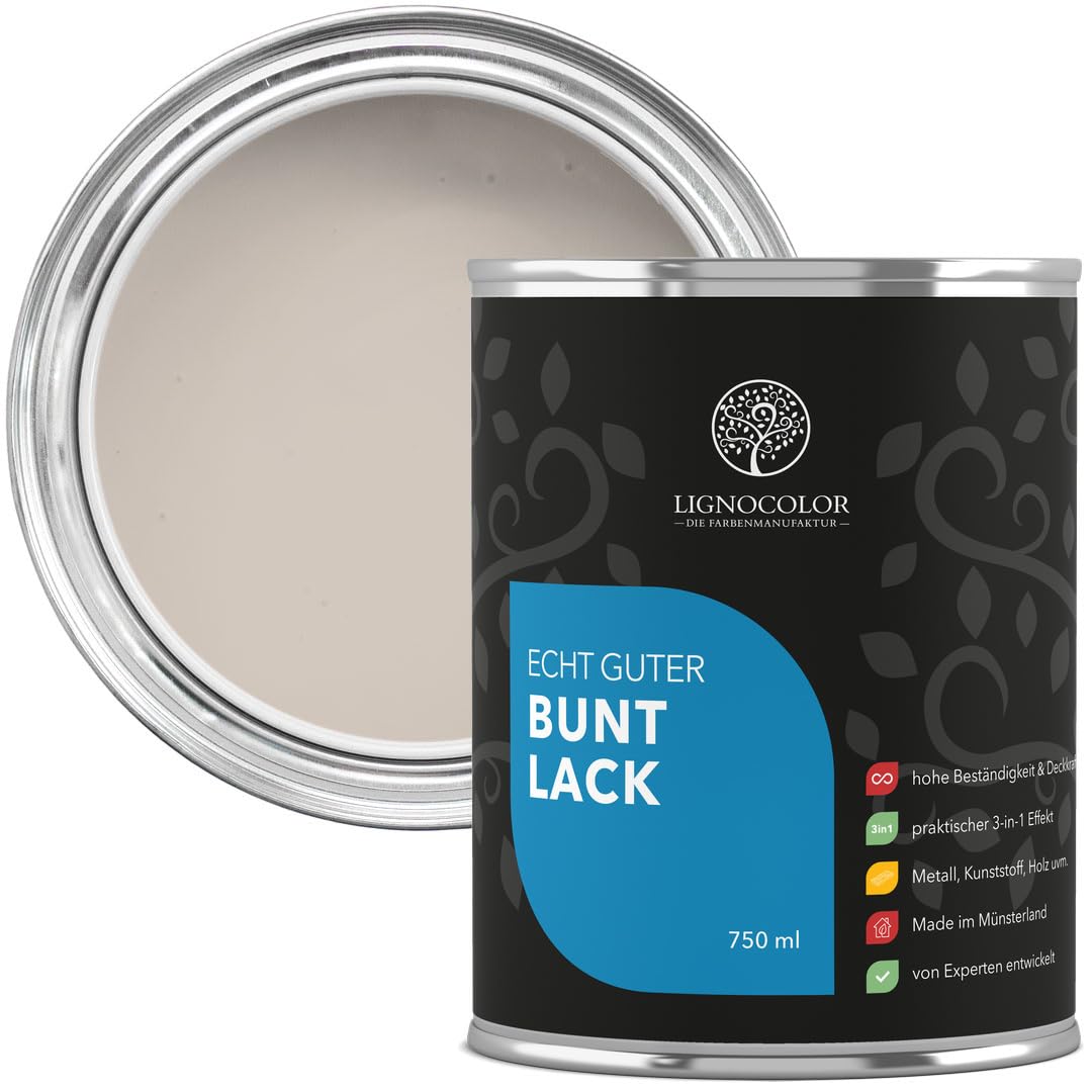 Lignocolor Buntlack für Holz & Metall glänzend 750 ml (African Beige)