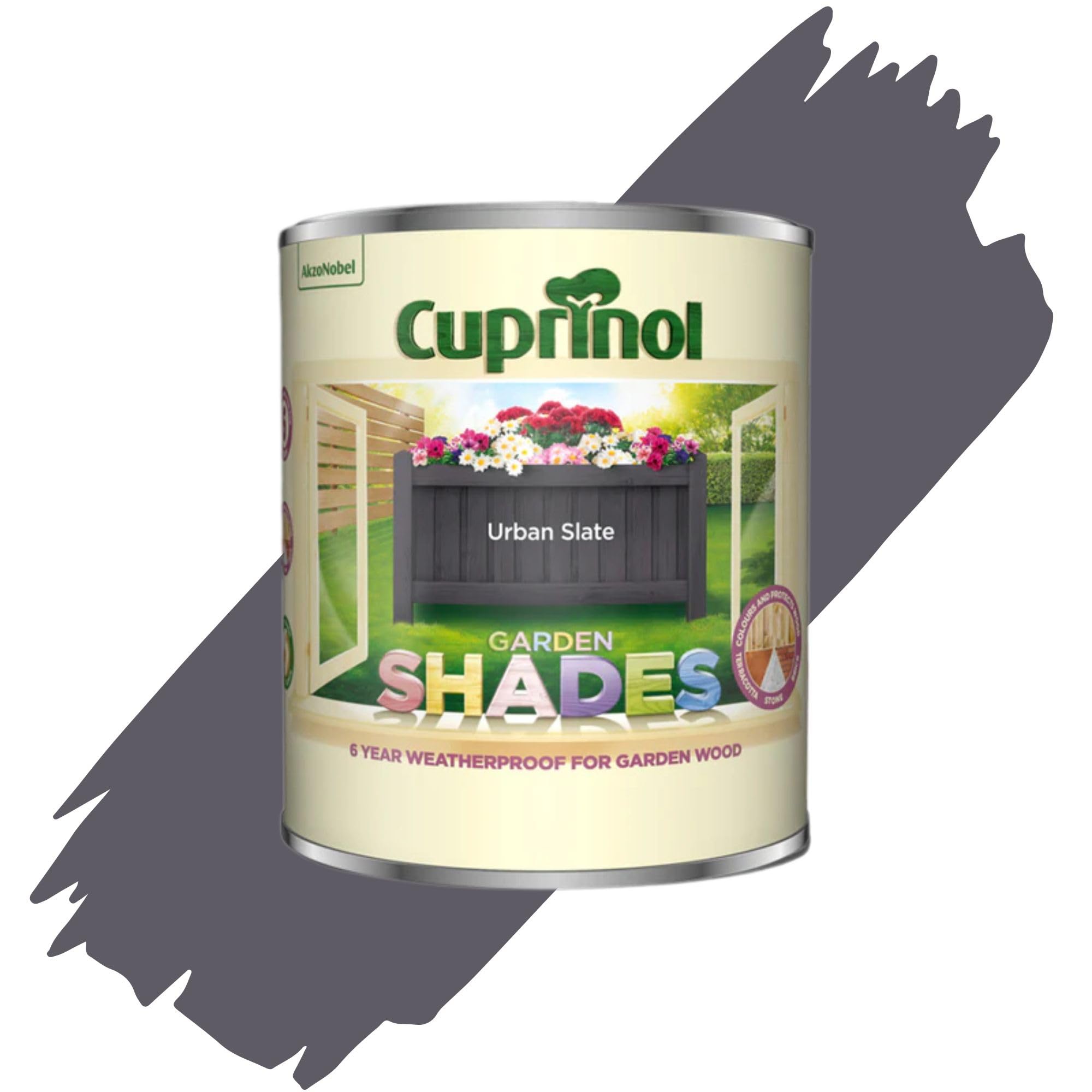 AOC24 1L Garden Shades Fence Paint, Outdoor Wood Paint For Garden Sheds, Furniture, Fences, Exterior Wood, Water Based Paints For Outdoor Surfaces, Brick, Pots (Urban Slate)