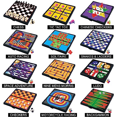 Gamie Magnetic Board Travel Games Set - Includes 12 Retro Fun Games - 5" Compact Design - Individually Boxed - Teaches Strategy & Focus, Great for Road Trip/Travel/Camping - Best Gift for Kids Ages 6+ - Image 3