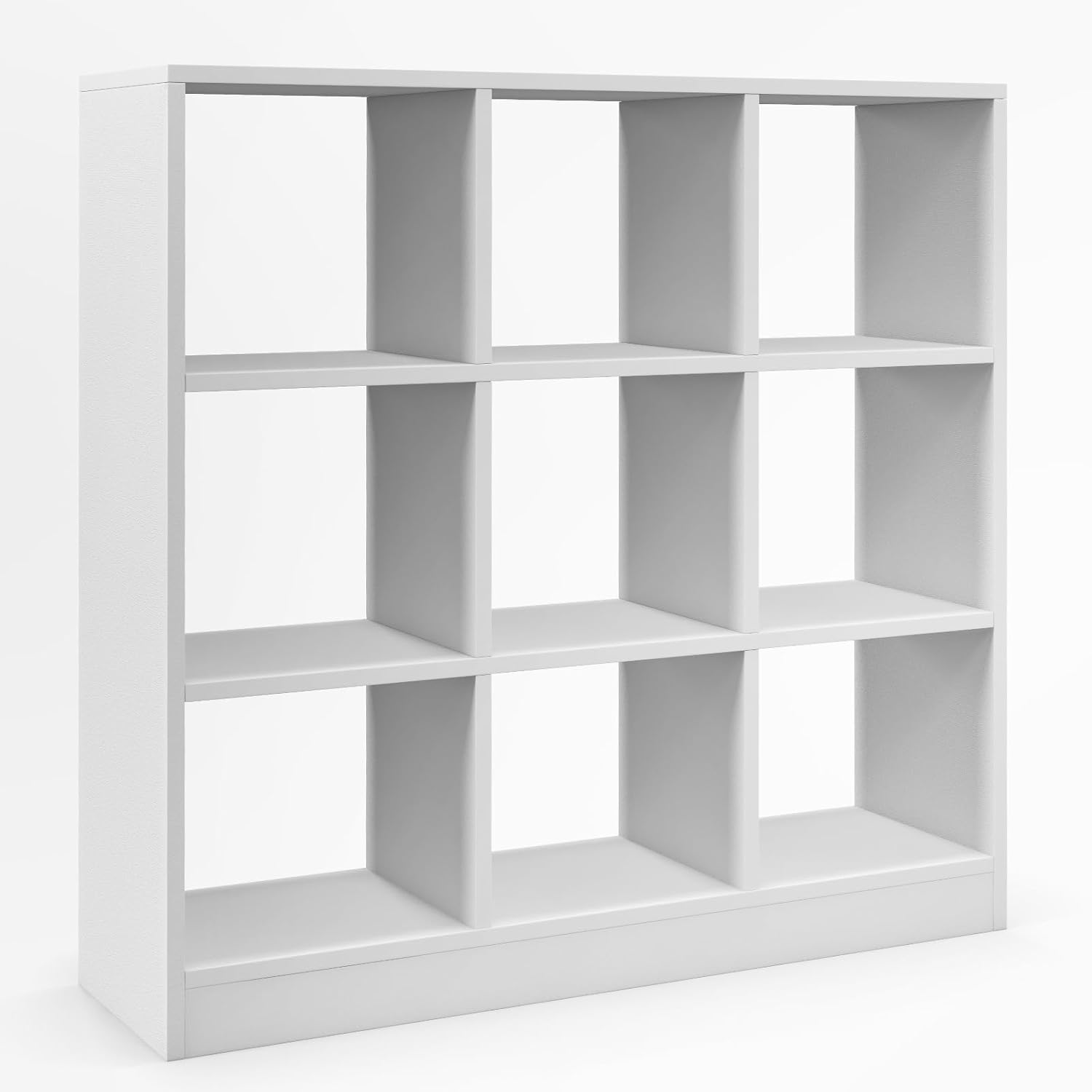 IFANNY Cube Bookcase, White Book Shelf with 9 Cubes, 3Tier