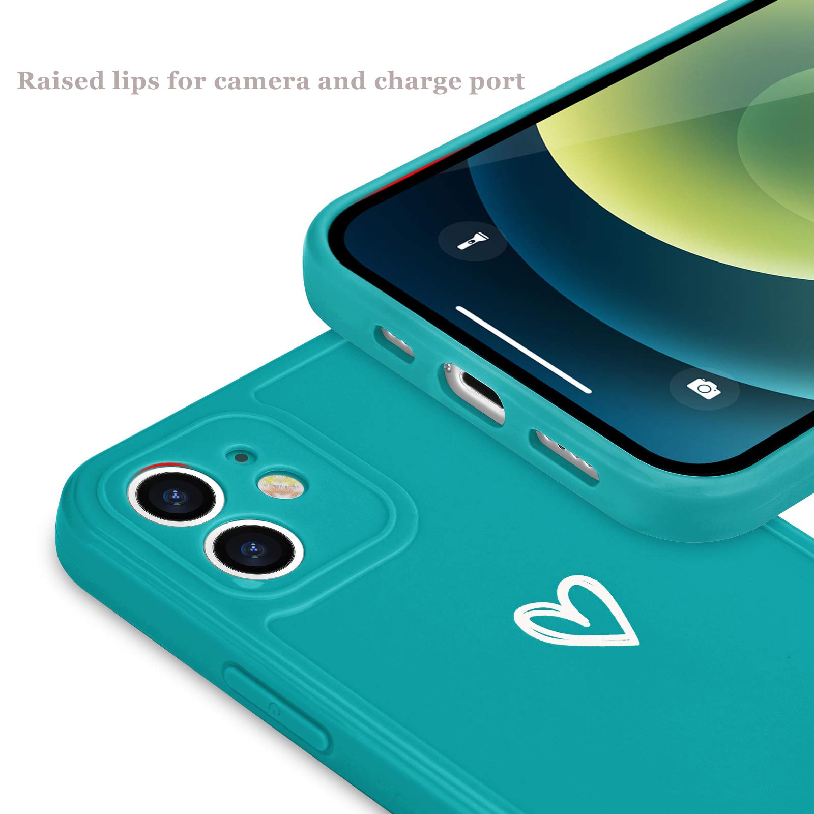 ORNARTO Cover per iPhone 12 Silicone 6.1 Pollici, con 2 Pellicola Vetro Temperat