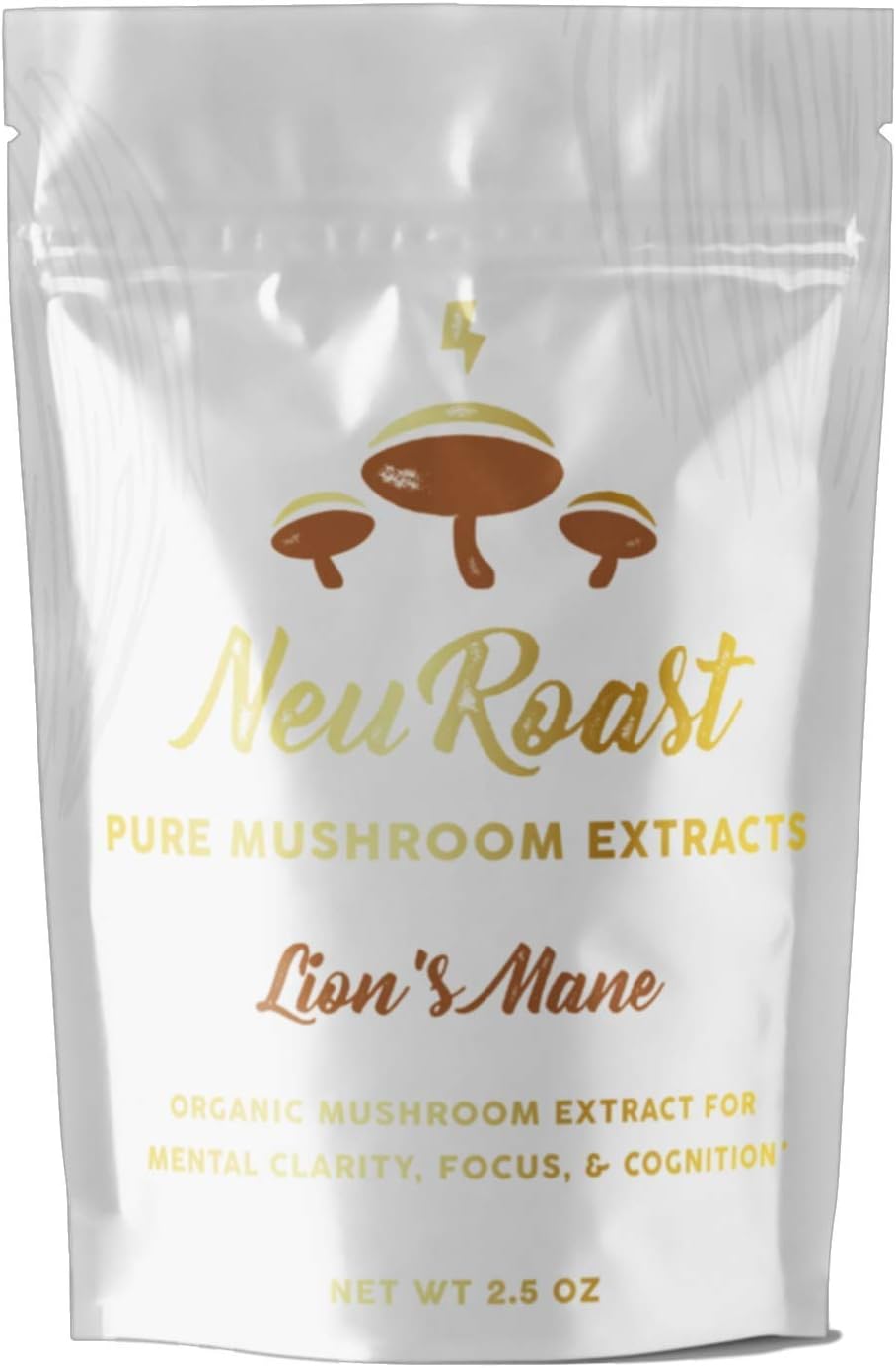 NeuRoast Organic Lion's Mane Mushroom Extract | 60 Servings - 100% Real Lion's Mane | Improve Focus, Mental Clarity, and Memory